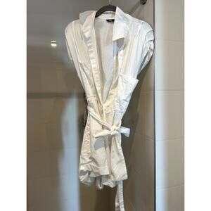 Belted White Button Down Romper (Women's L)